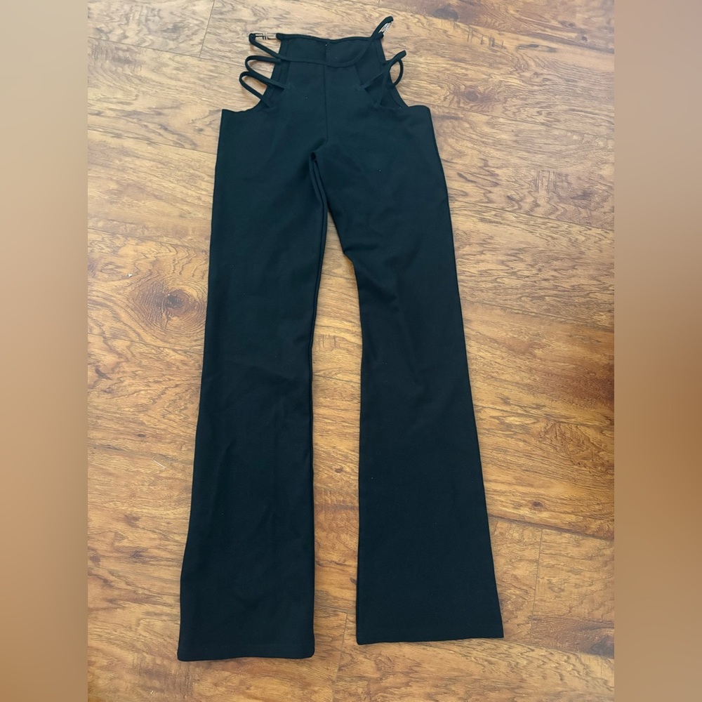Women's Black Pants with Hot Slits at High Waist!